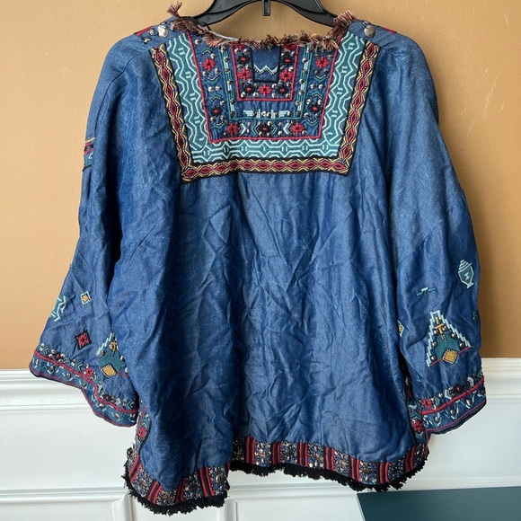 Zara Women's Beaded Fringe Boho Kimono Jacket Embroidered Oversized Small Boho - Picture 5 of 10